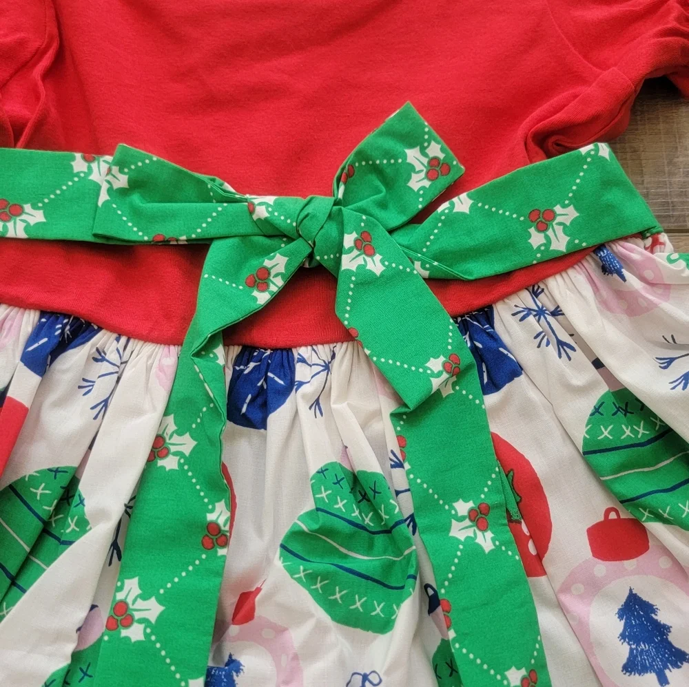 NEW Eleanor Rose Size 5-6 Rhonda Puff Sleeve Girls' Top Deck The Halls Ornament
